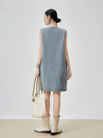 Load image into Gallery viewer, Denim Pankou Button Shift Dress in Blue

