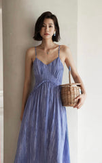 Load image into Gallery viewer, Textured Ruffle Cami Dress in Blue
