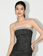 Load image into Gallery viewer, Tweed Bustier Sheath Dress in Grey
