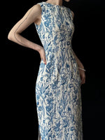 Load image into Gallery viewer, Floral Stretch Maxi Dress in Blue/White
