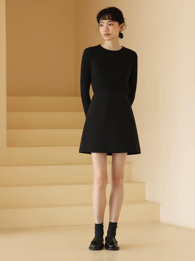 A-Line Pocket Mini Skirt in Black