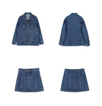 Load image into Gallery viewer, Line Denim Mini Skirt in Blue
