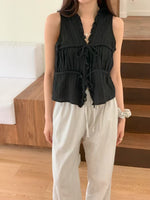 Load image into Gallery viewer, [Ready to Ship] Korean Ruffle Ribbon Vest Top [2 Colours]
