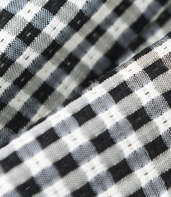 Tencel Blend Checked Twist Sleeveless Top in Black/White