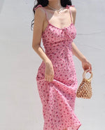 Load image into Gallery viewer, Textured Floral Tie Strap Dress in Pink
