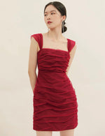 Load image into Gallery viewer, Tremiti Tulle Strap Mid Dress in Red
