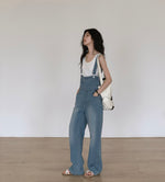 Load image into Gallery viewer, Drop Style Denim Overalls in Blue
