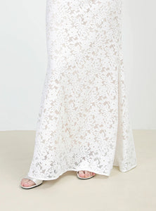 Off Shoulder Lace Gown in White