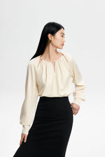 Load image into Gallery viewer, Cutout Tie Long Sleeve Top in Cream
