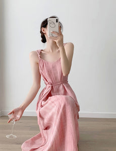 2-Way Knot Crinkle Dress in Pink
