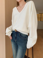 Load image into Gallery viewer, Classic V Neck Sweater in White
