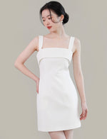 Load image into Gallery viewer, Detachable Maxi Bow Mini Dress in White
