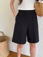 Load image into Gallery viewer, Korean Hidden Waistband Culotte Shorts in Black
