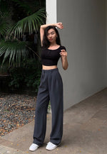 Load image into Gallery viewer, Pin Pocket Straight Leg Trousers in Grey

