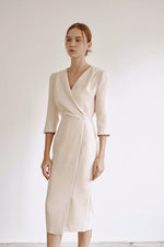 Load image into Gallery viewer, Korean Nova Tailored Dress in Cream
