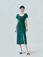 Load image into Gallery viewer, Sweetheart Puff Sleeve Slit Cheongsam [3 Colours]
