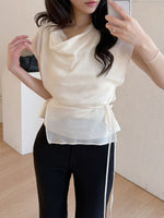 Load image into Gallery viewer, Korean Tencel Blend Wrap Tie Blouse [2 Colours]
