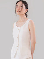 Load image into Gallery viewer, Tailored Maxi Sleeveless Suit Dress in White
