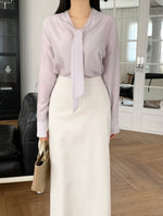 Load image into Gallery viewer, Korean Roi Tie Blouse [2 Colours]
