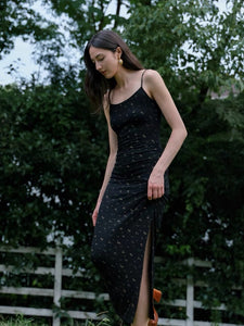 Floral Stretch Maxi Dress in Black
