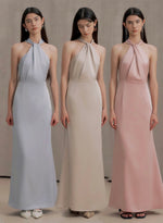 Load image into Gallery viewer, [Customizable] Satin Ribbon Tie Back Twist Gown [3 Colours]
