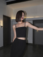 Load image into Gallery viewer, Double Strap Ribbed Camisole Top in Black
