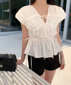 Korean Shirring Tie Top [3 Colours]