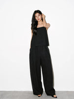 Load image into Gallery viewer, Tencel Asymmetric Cami // Pants Set in Black
