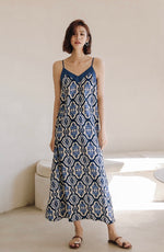 Load image into Gallery viewer, Satin Printed Cami Maxi Dress in Blue
