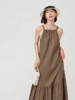Load image into Gallery viewer, Halter Panel Tent Maxi Dress in Brown
