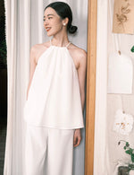 Load image into Gallery viewer, Beaded Top + Wide Leg Trousers Set in White
