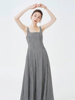 Load image into Gallery viewer, Checked Sleeveless Pocket Maxi Dress in Black/White
