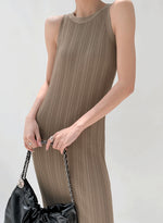 Load image into Gallery viewer, Pleated Tank Midi Dress in Khaki
