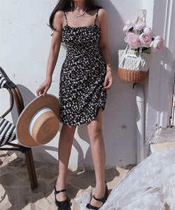 Floral Mini Cami Dress in Black