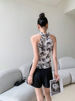 Load image into Gallery viewer, Floral Satin Tie Top in White
