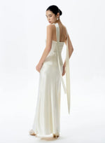Load image into Gallery viewer, Satin Halter Bustier Top// Maxi Skirt in Cream
