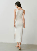 Load image into Gallery viewer, Embellished Boatneck Sheath Midi Dress [2 Colours]
