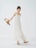 Load image into Gallery viewer, Floral Applique Maxi Dress in White
