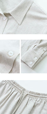 Load image into Gallery viewer, Cotton Linen Shirt + Shorts Set in Beige
