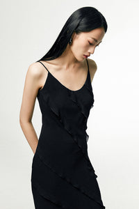 Cami Ruffle Maxi Dress in Black
