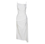 Load image into Gallery viewer, Asymmetric Cami Slip Dress in White
