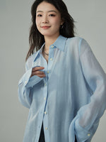 Load image into Gallery viewer, Tencel Sheer Classic Shirt in Blue
