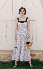 Load image into Gallery viewer, Floral Panel Maxi Dress in Black/White
