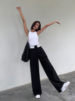 Load image into Gallery viewer, High Rise Contrast Wide Leg Trousers in Grey
