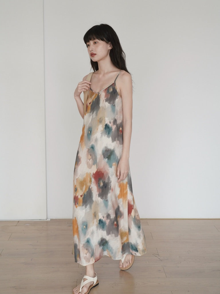 Watercolour Printed Cami Dress in Multi