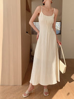Load image into Gallery viewer, Crepe Cami Button Dress in Cream
