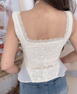 Load image into Gallery viewer, Embroidered Bustier Blouse in Cream
