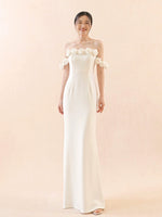 Load image into Gallery viewer, Off Shoulder Rose Gown in White
