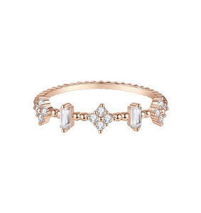 Set of 4 Rose Gold Diamante Rings