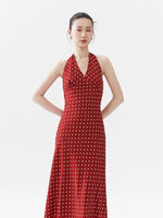 Load image into Gallery viewer, Polka Dot Halter Maxi Dress in Red

